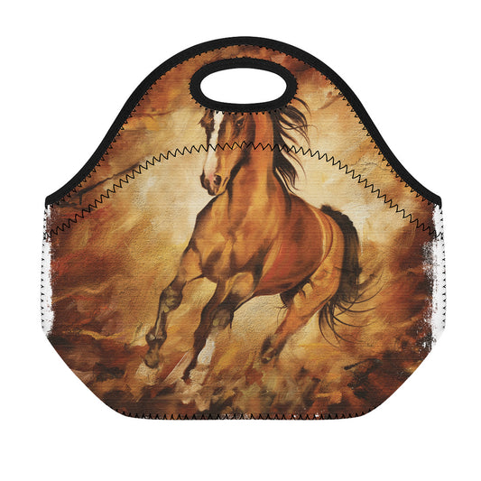 Brown Horse Painting Print Neoprene Lunch Bag