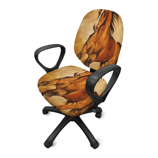 Brown Horse Painting Print Office Chair Cover