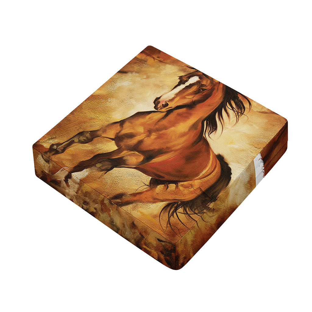 Brown Horse Painting Print Outdoor Seat Cushion Cover