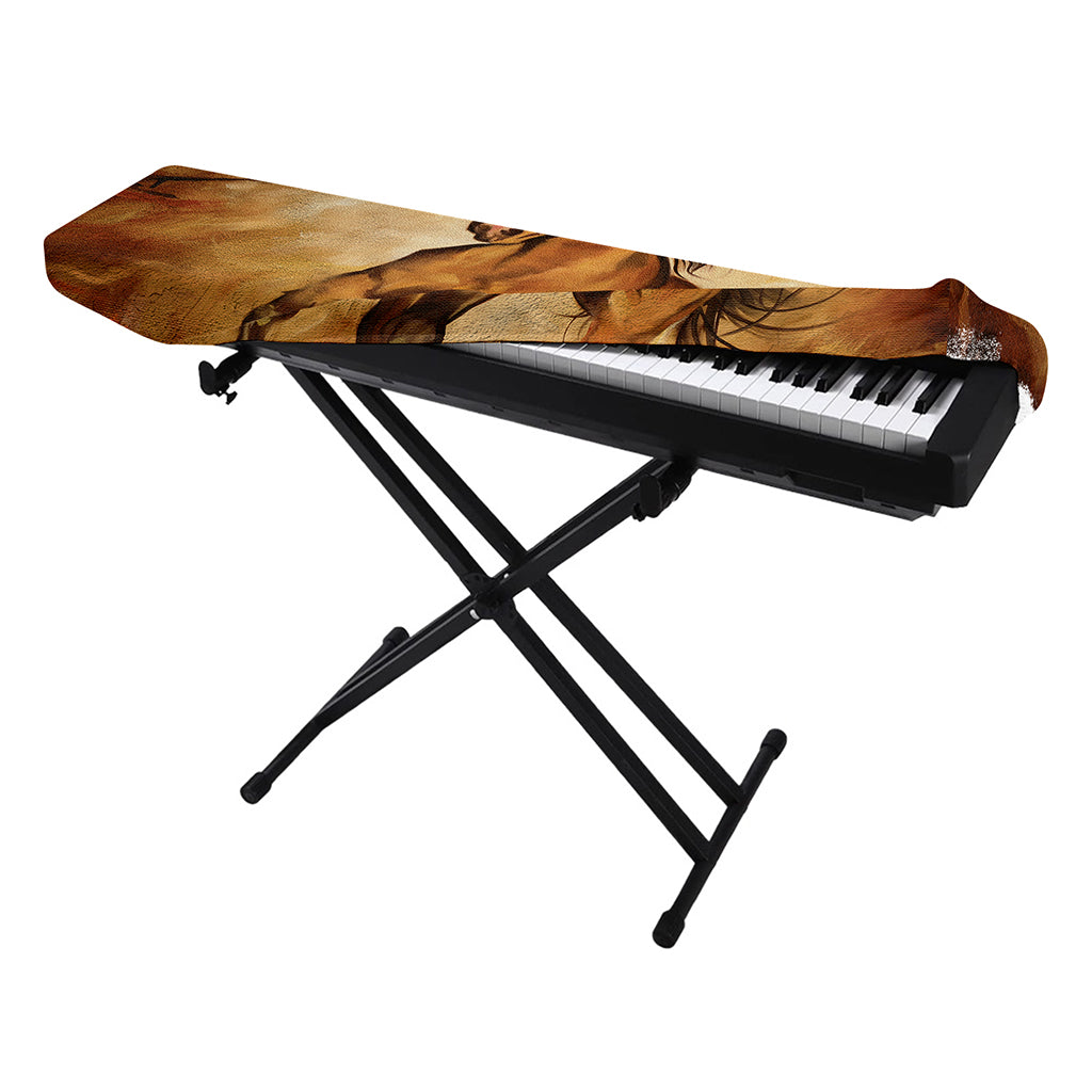 Brown Horse Painting Print Piano Keyboard Cover