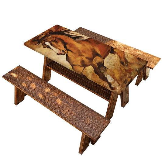 Brown Horse Painting Print Picnic Table Cover