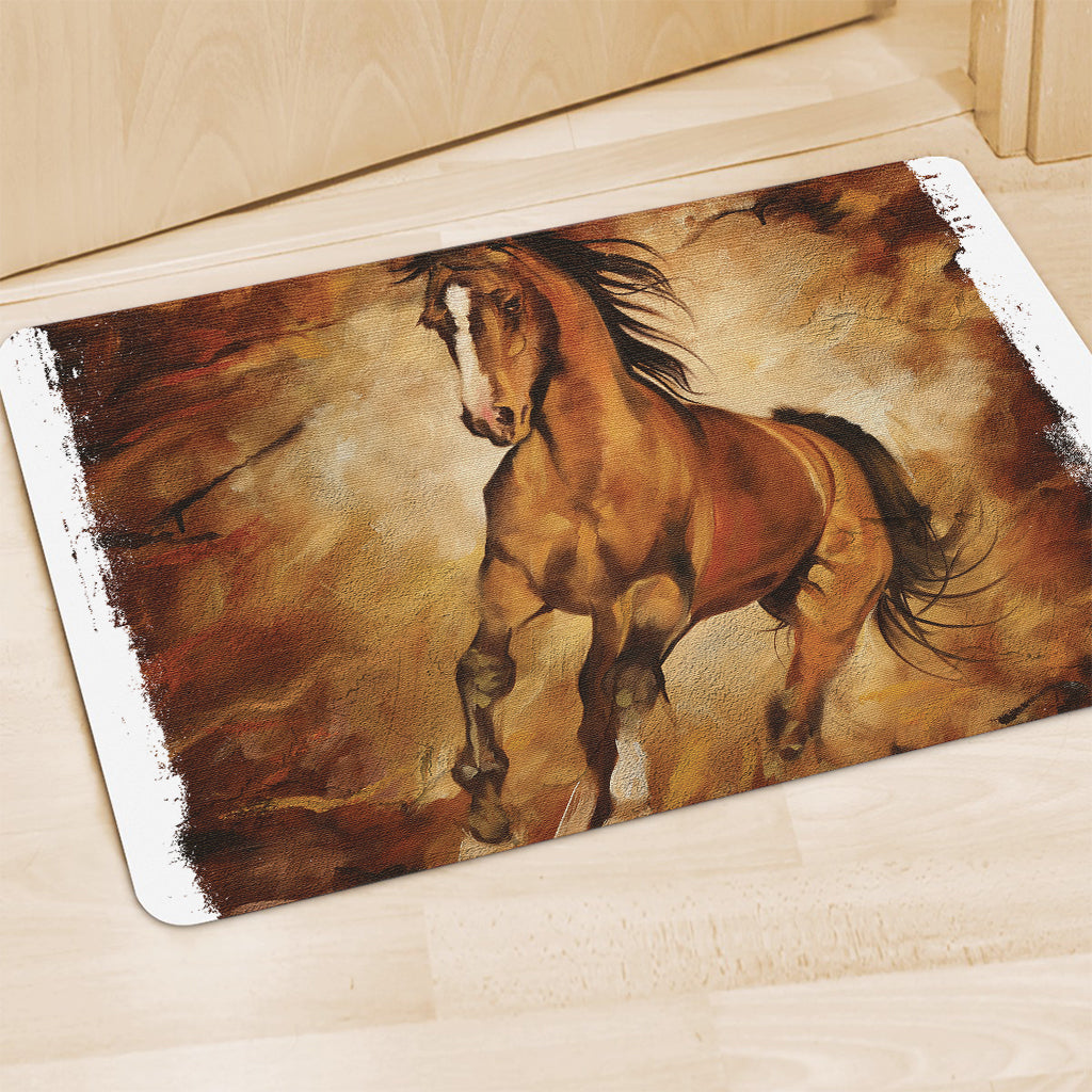 Brown Horse Painting Print Polyester Doormat