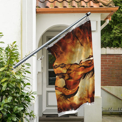 Brown Horse Painting Print Polyester Flag