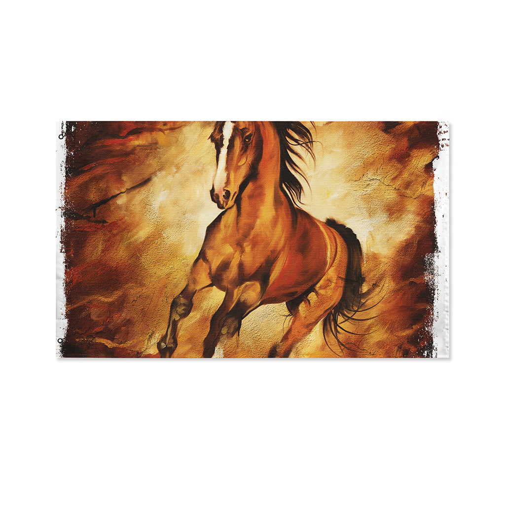 Brown Horse Painting Print Polyester Flag