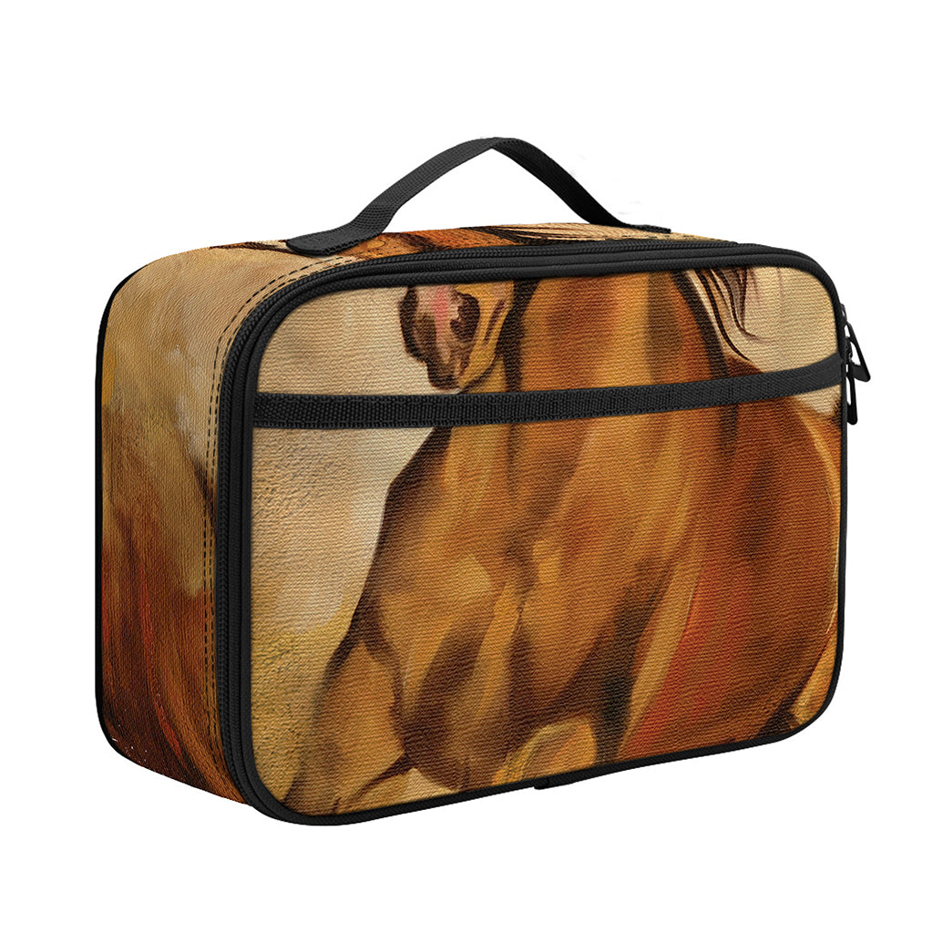 Brown Horse Painting Print Portable Lunch Bag