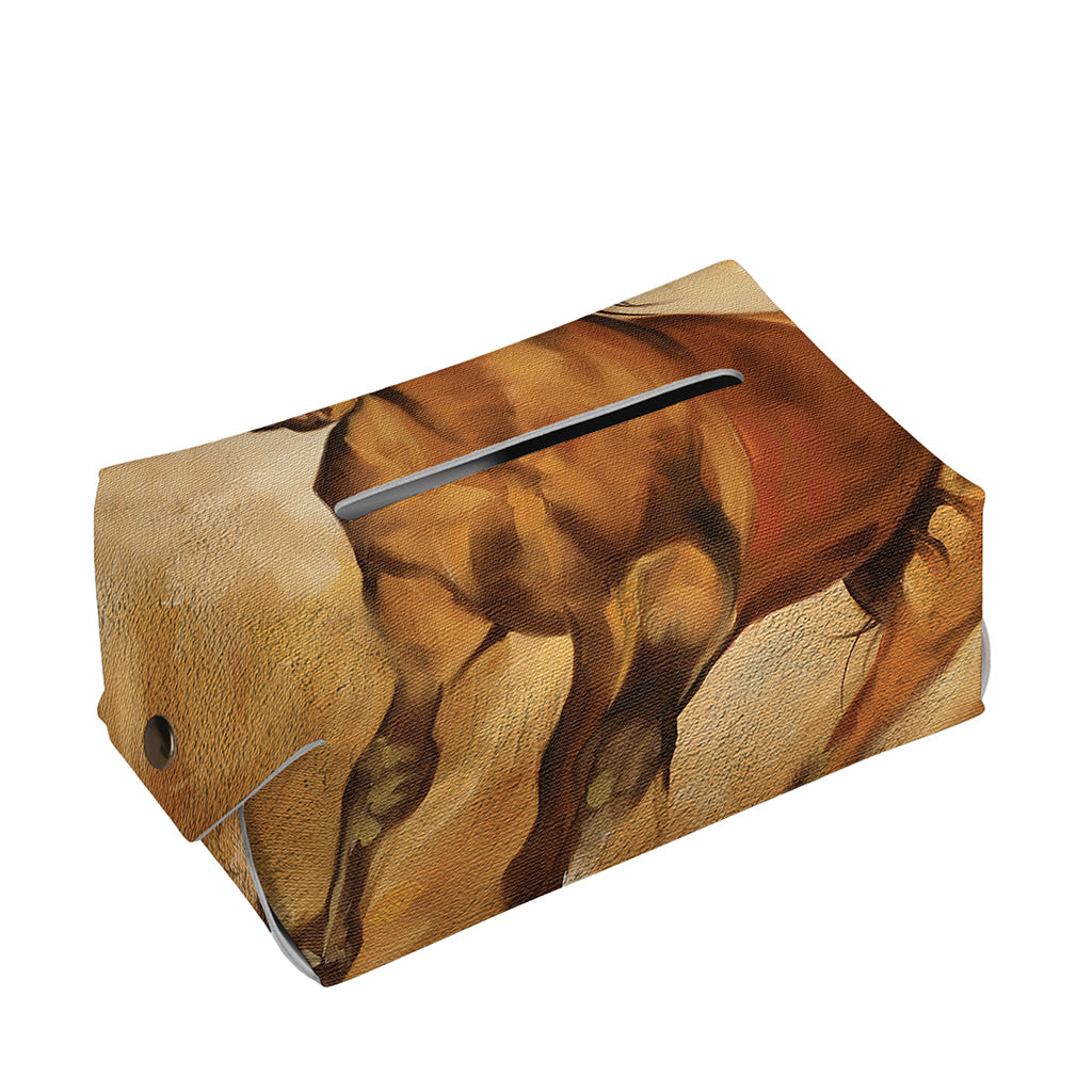 Brown Horse Painting Print Rectangle Tissue Box Cover