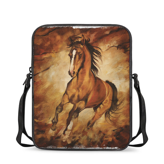 Brown Horse Painting Print Rectangular Crossbody Bag