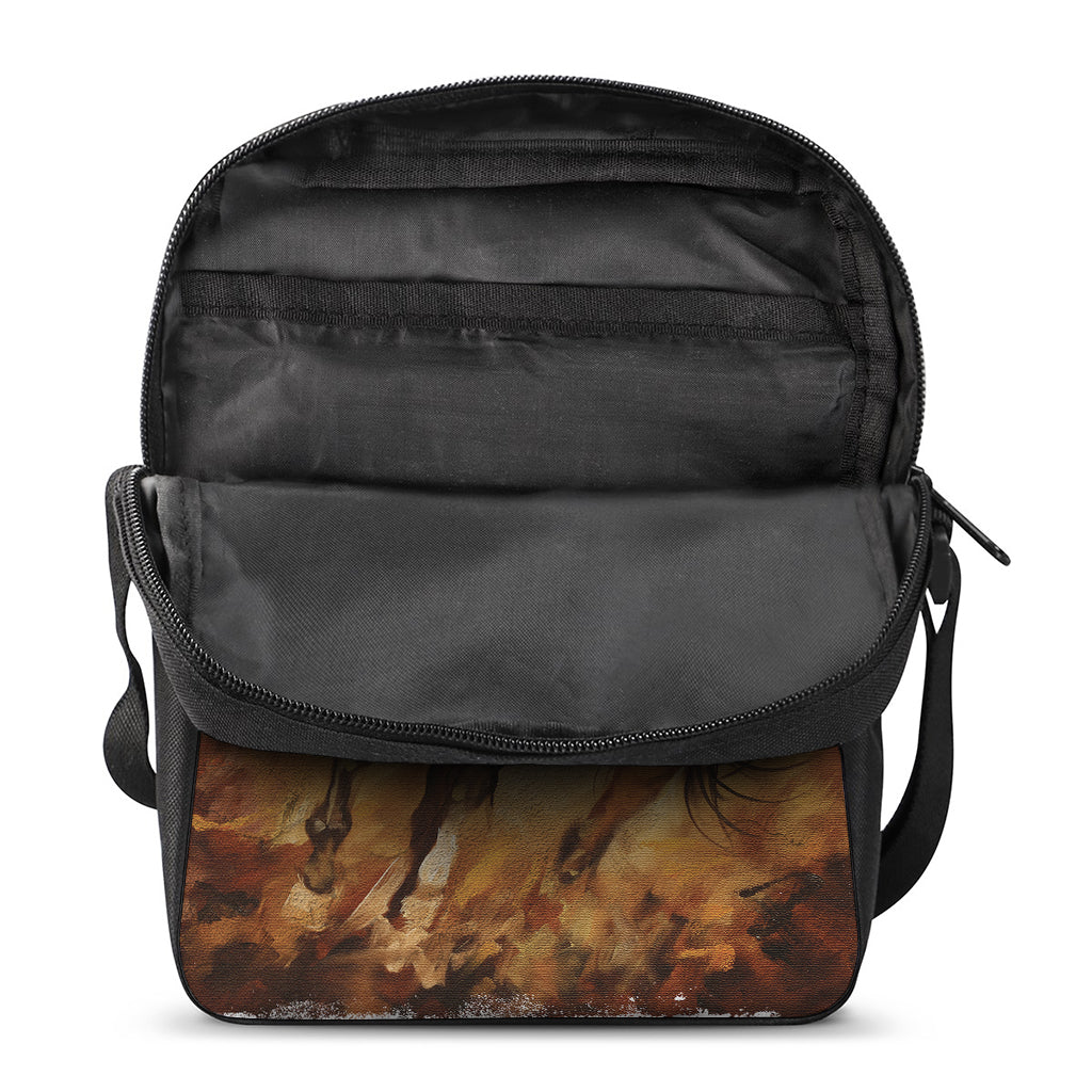 Brown Horse Painting Print Rectangular Crossbody Bag