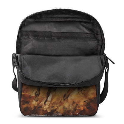 Brown Horse Painting Print Rectangular Crossbody Bag