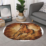 Brown Horse Painting Print Round Rug