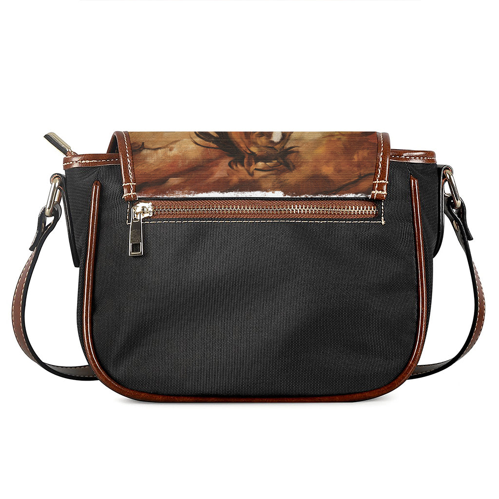 Brown Horse Painting Print Saddle Bag