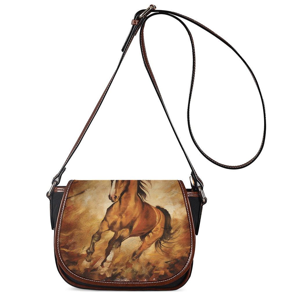 Brown Horse Painting Print Saddle Bag