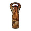 Brown Horse Painting Print Single Neoprene Wine Tote