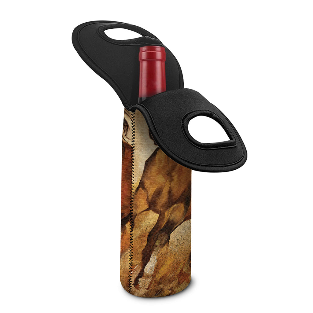 Brown Horse Painting Print Single Neoprene Wine Tote