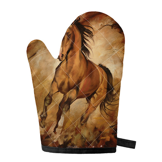 Brown Horse Painting Print Single Oven Mitt