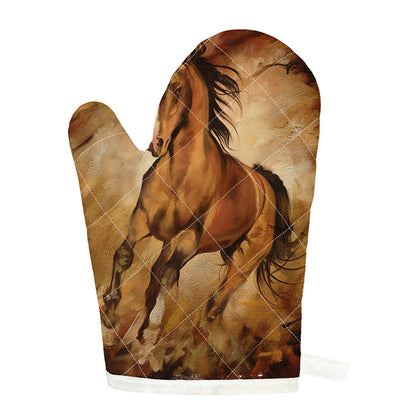 Brown Horse Painting Print Single Oven Mitt