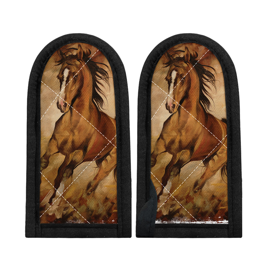Brown Horse Painting Print Skillet Handle Cover