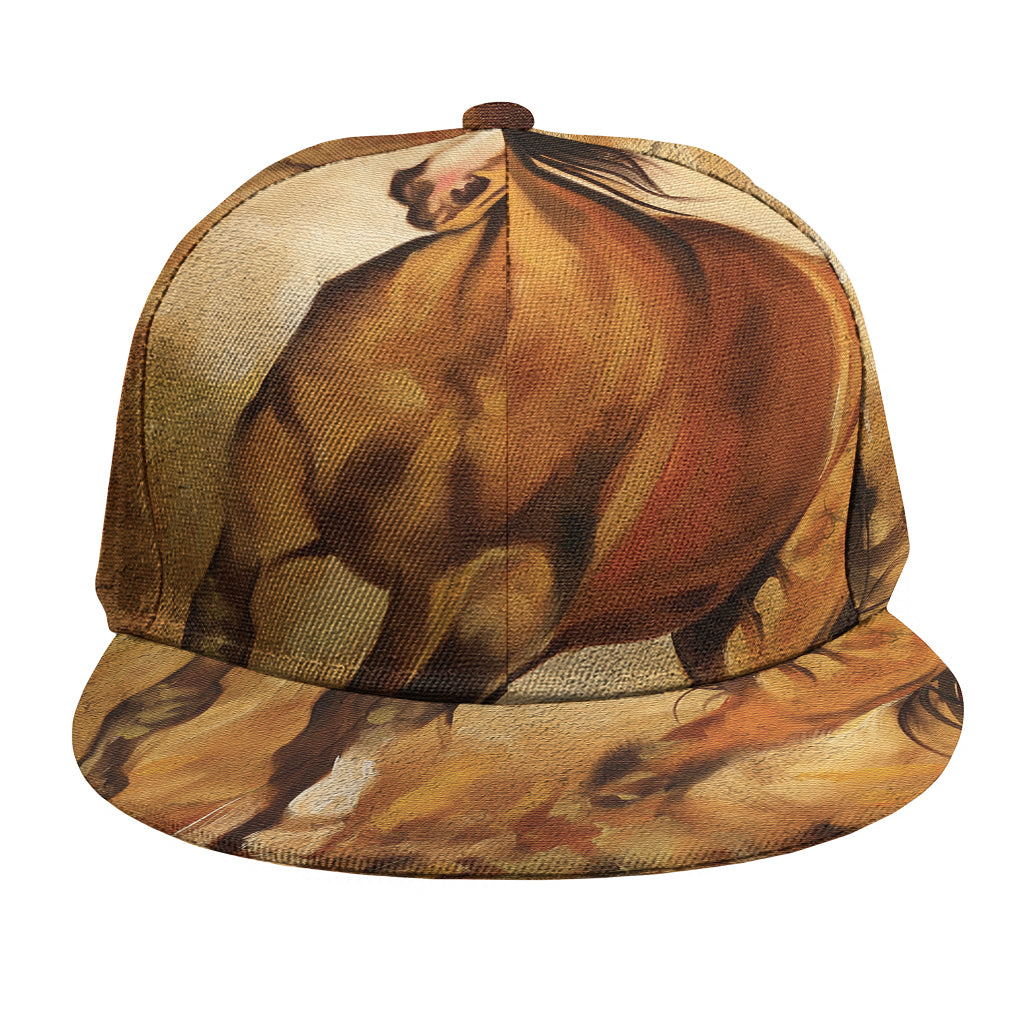 Brown Horse Painting Print Snapback Cap