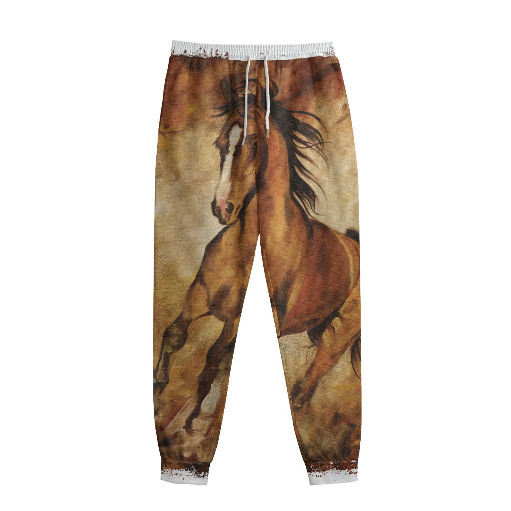 Brown Horse Painting Print Sweatpants