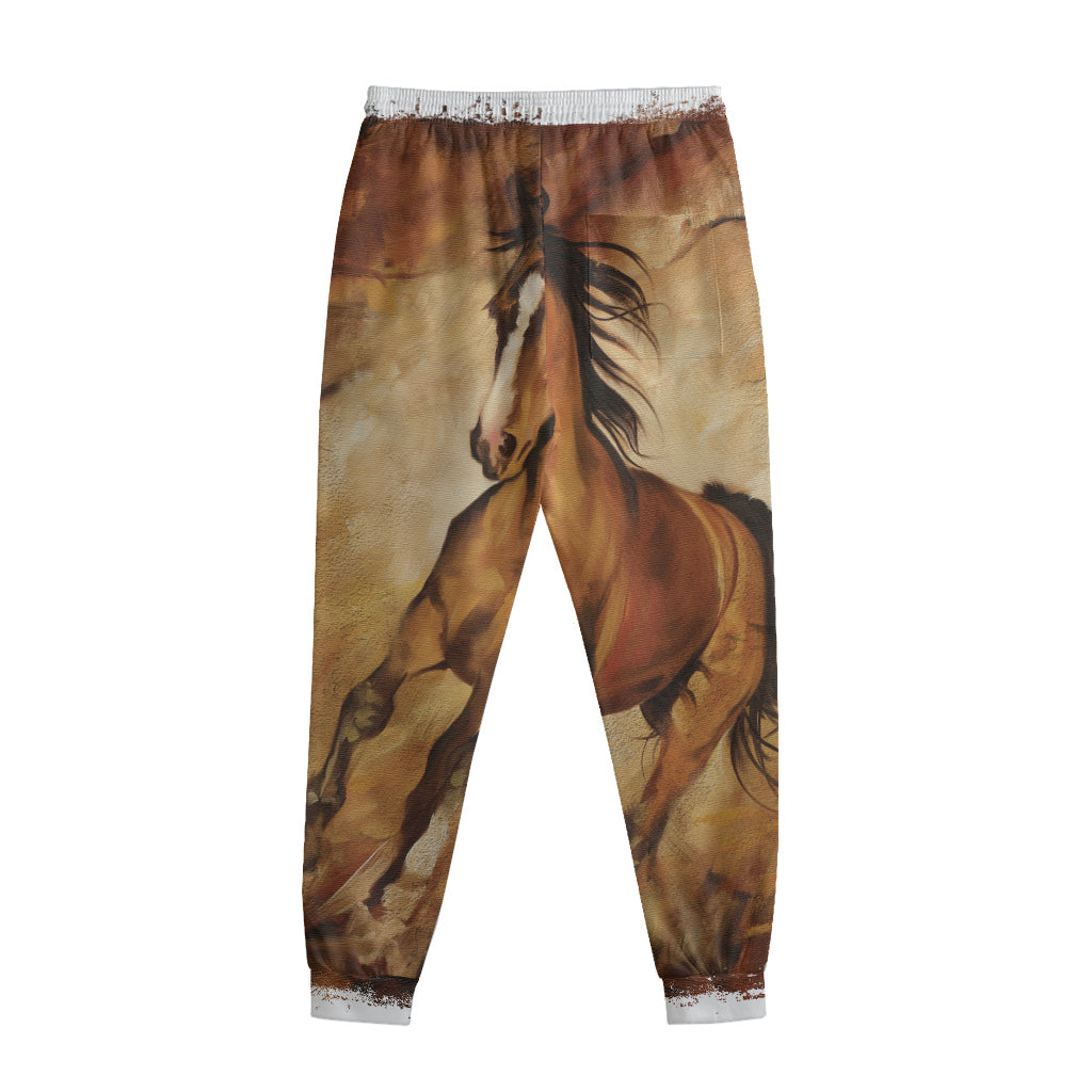 Brown Horse Painting Print Sweatpants
