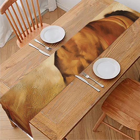 Brown Horse Painting Print Table Runner