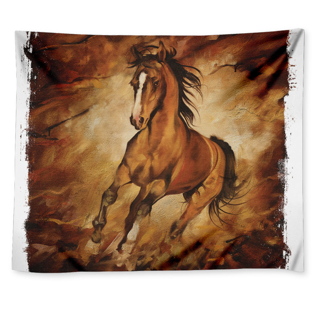 Brown Horse Painting Print Tapestry