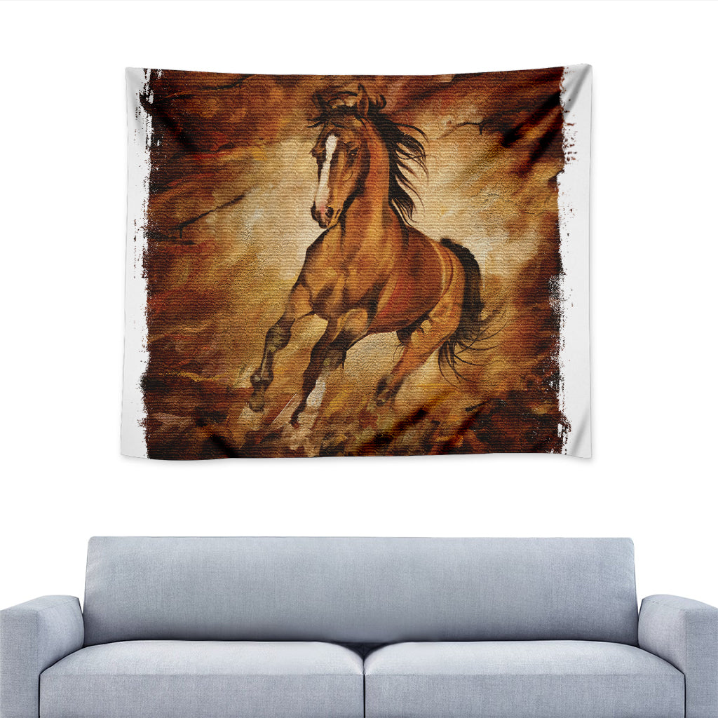 Brown Horse Painting Print Tapestry