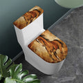 Brown Horse Painting Print Toilet Lid And Tank Cover Set