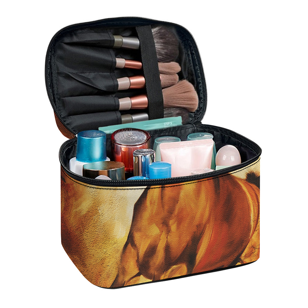 Brown Horse Painting Print Travel Makeup Bag
