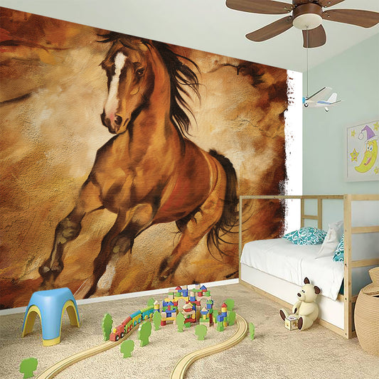 Brown Horse Painting Print Wall Sticker