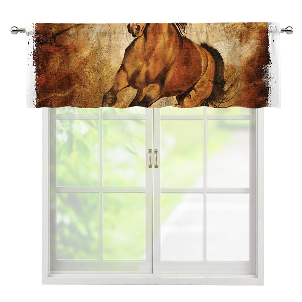 Brown Horse Painting Print Window Valance