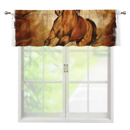 Brown Horse Painting Print Window Valance