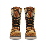 Brown Horse Painting Print Winter Boots