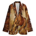 Brown Horse Painting Print Women's Blazer
