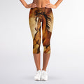 Brown Horse Painting Print Women's Capri Leggings