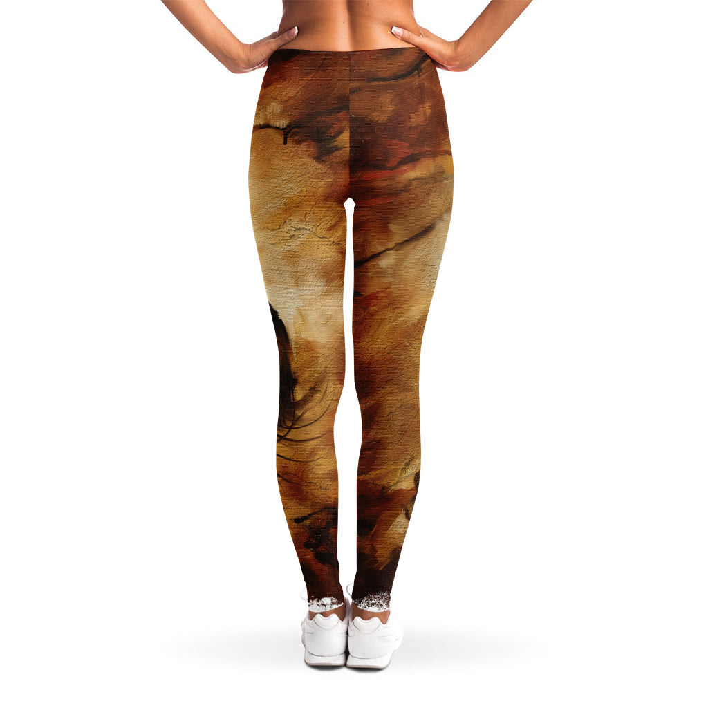 Brown Horse Painting Print Women's Leggings