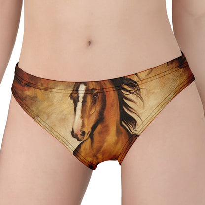 Brown Horse Painting Print Women's Panties