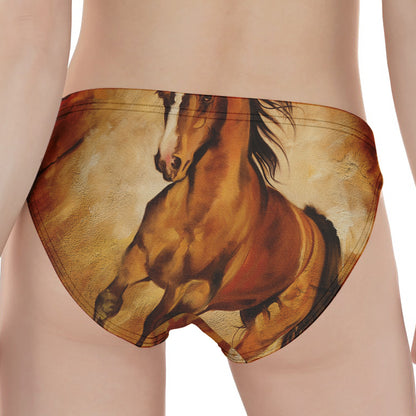 Brown Horse Painting Print Women's Panties