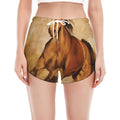 Brown Horse Painting Print Women's Split Running Shorts