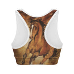Brown Horse Painting Print Women's Sports Bra