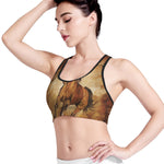 Brown Horse Painting Print Women's Sports Bra