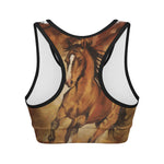 Brown Horse Painting Print Women's Sports Bra
