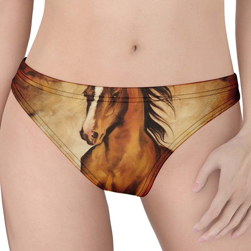 Brown Horse Painting Print Women's Thong