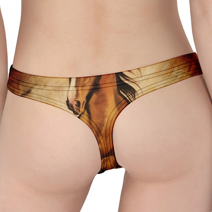 Brown Horse Painting Print Women's Thong