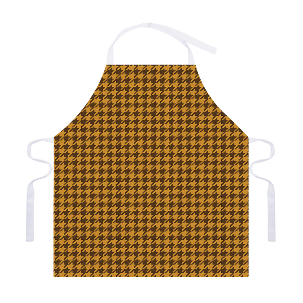 Brown Houndstooth Pattern Print Adjustable Apron