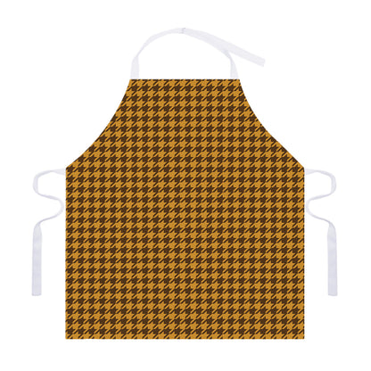 Brown Houndstooth Pattern Print Adjustable Apron