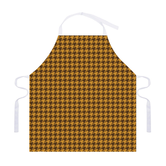 Brown Houndstooth Pattern Print Adjustable Apron