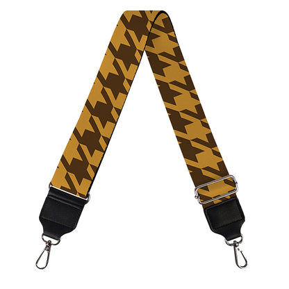 Brown Houndstooth Pattern Print Bag Strap