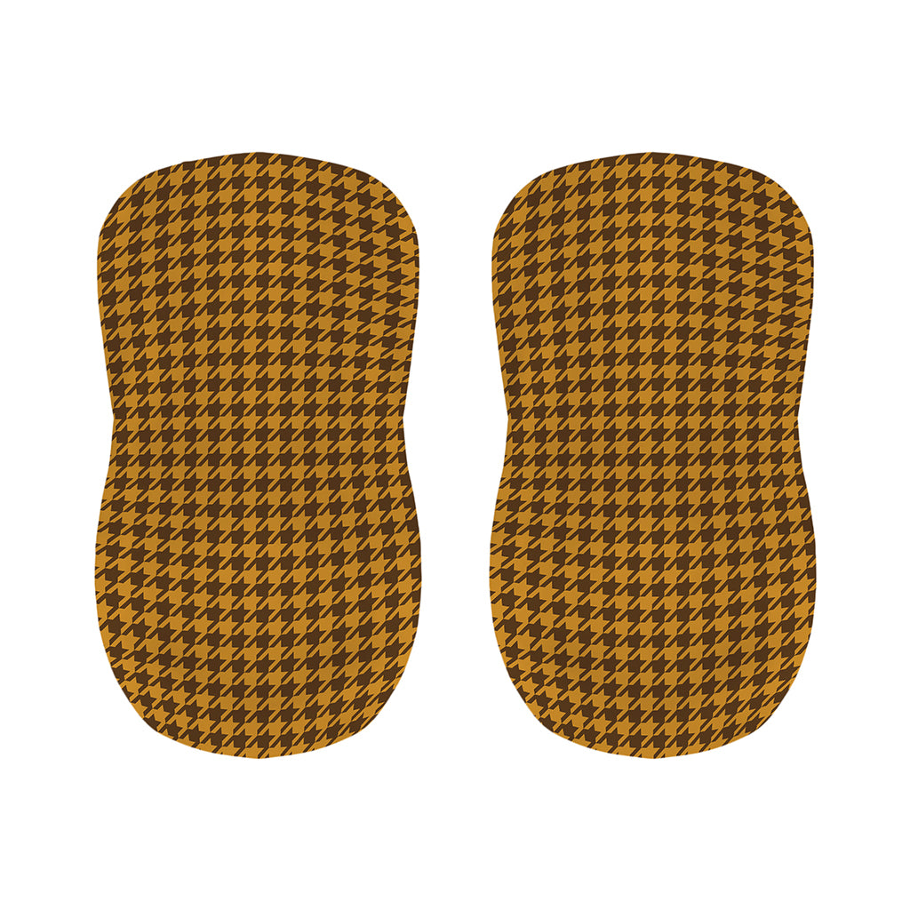 Brown Houndstooth Pattern Print Bar Stool Covers