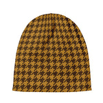 Brown Houndstooth Pattern Print Beanie